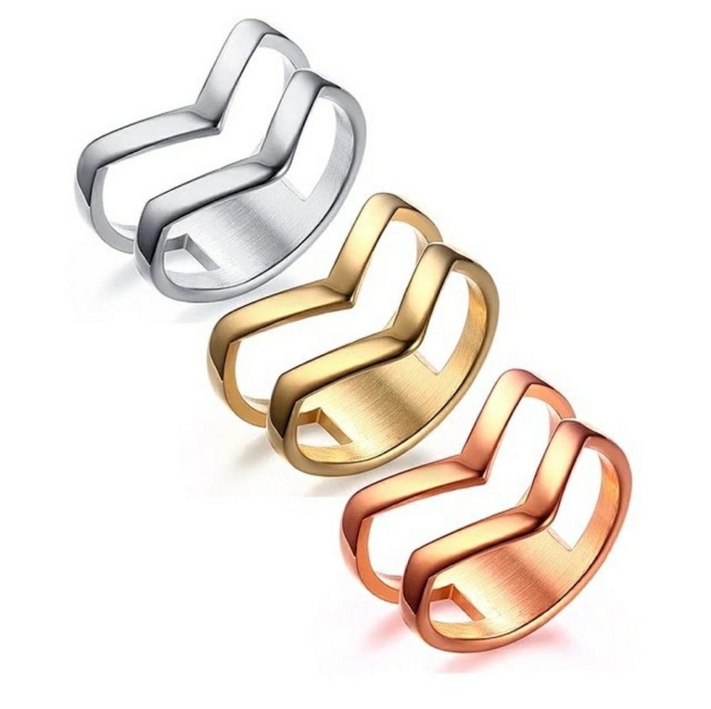 SS316 MIYAH DOUBLE V - ABSTRACT RINGZ▪︎Gold
